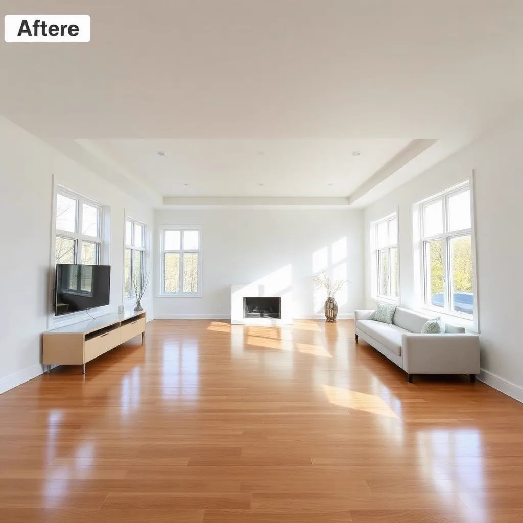 Open-plan living room — after cleaning
